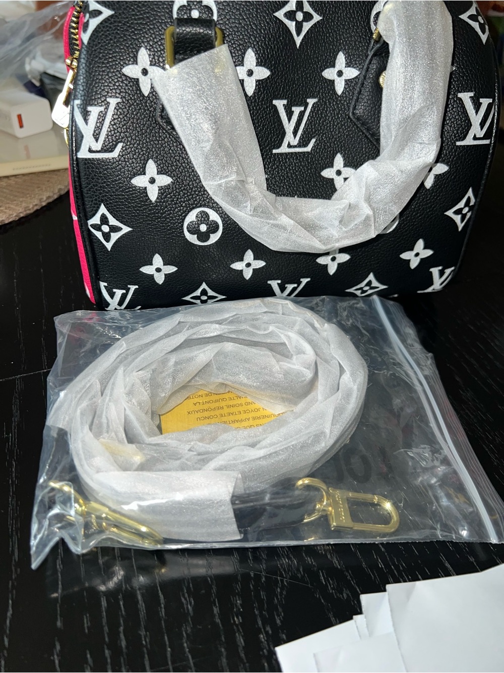 Black & White Monogram Mini Satchel Inspired - Picture 4 of 5